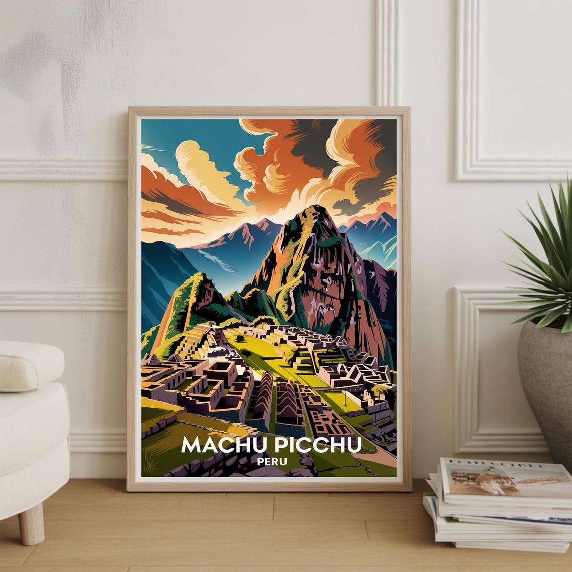 Machu Picchu Peru Ancient Ruins Sunset Mountain Travel Poster