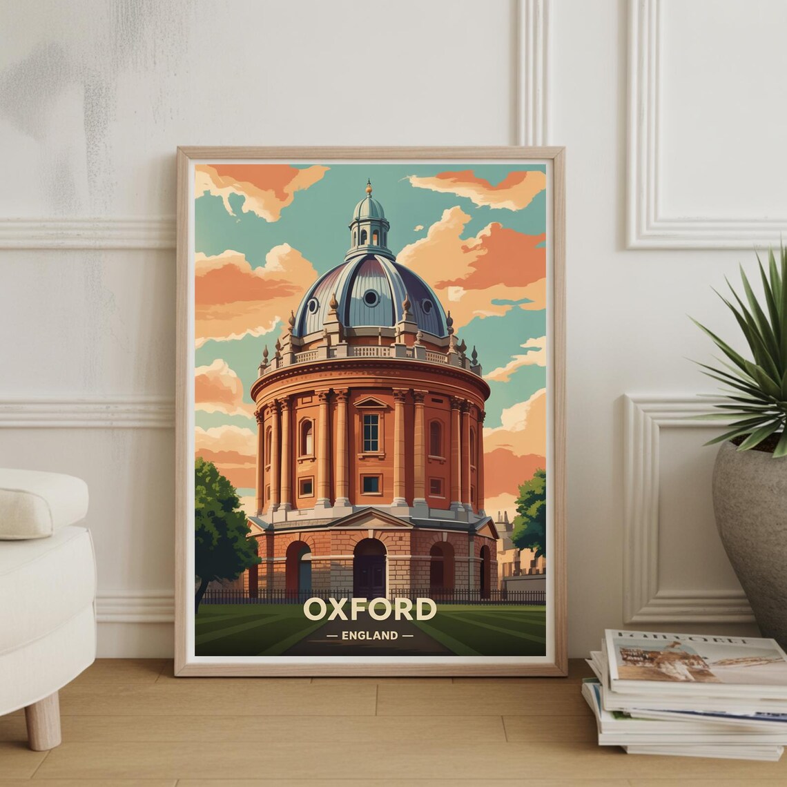 Oxford England Radcliffe Camera Vintage Cityscape Travel Poster