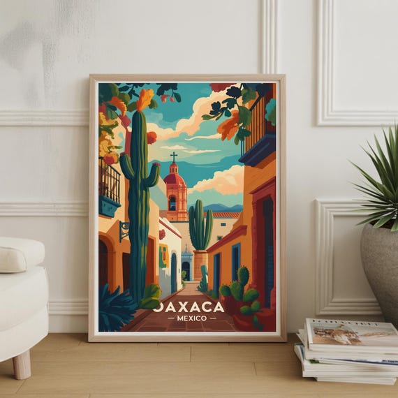 Oaxaca Travel Poster Mexican Destination Wall Art Artistic Home Decor Unique Gift For Travelers