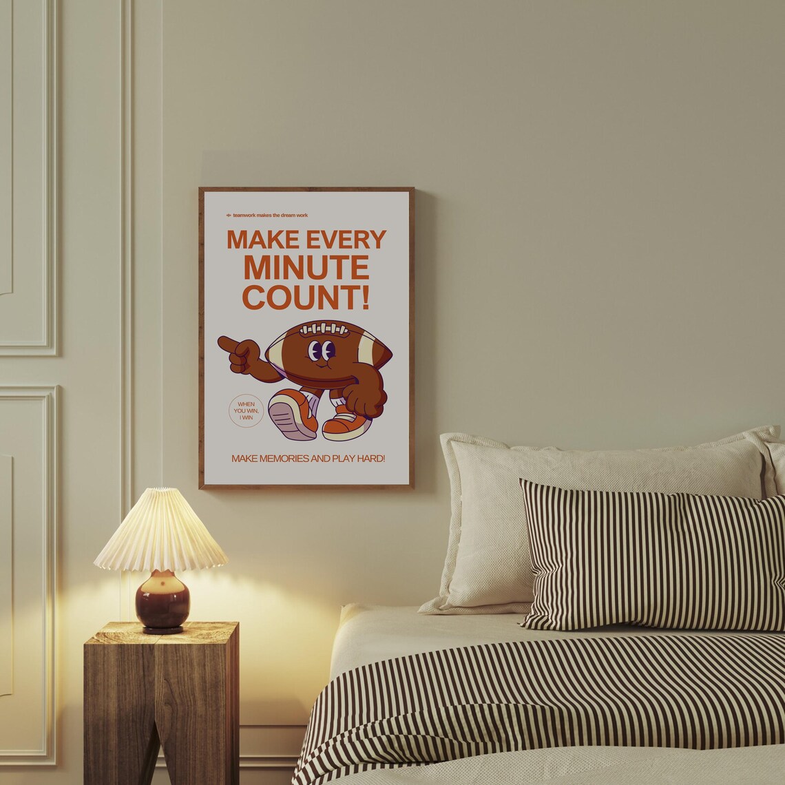 Retro Football Print, Classroom Sports Decor