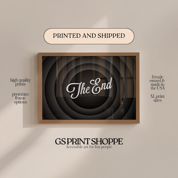 Retro Cinema The End Title Card in Classic Old Hollywood Style Print