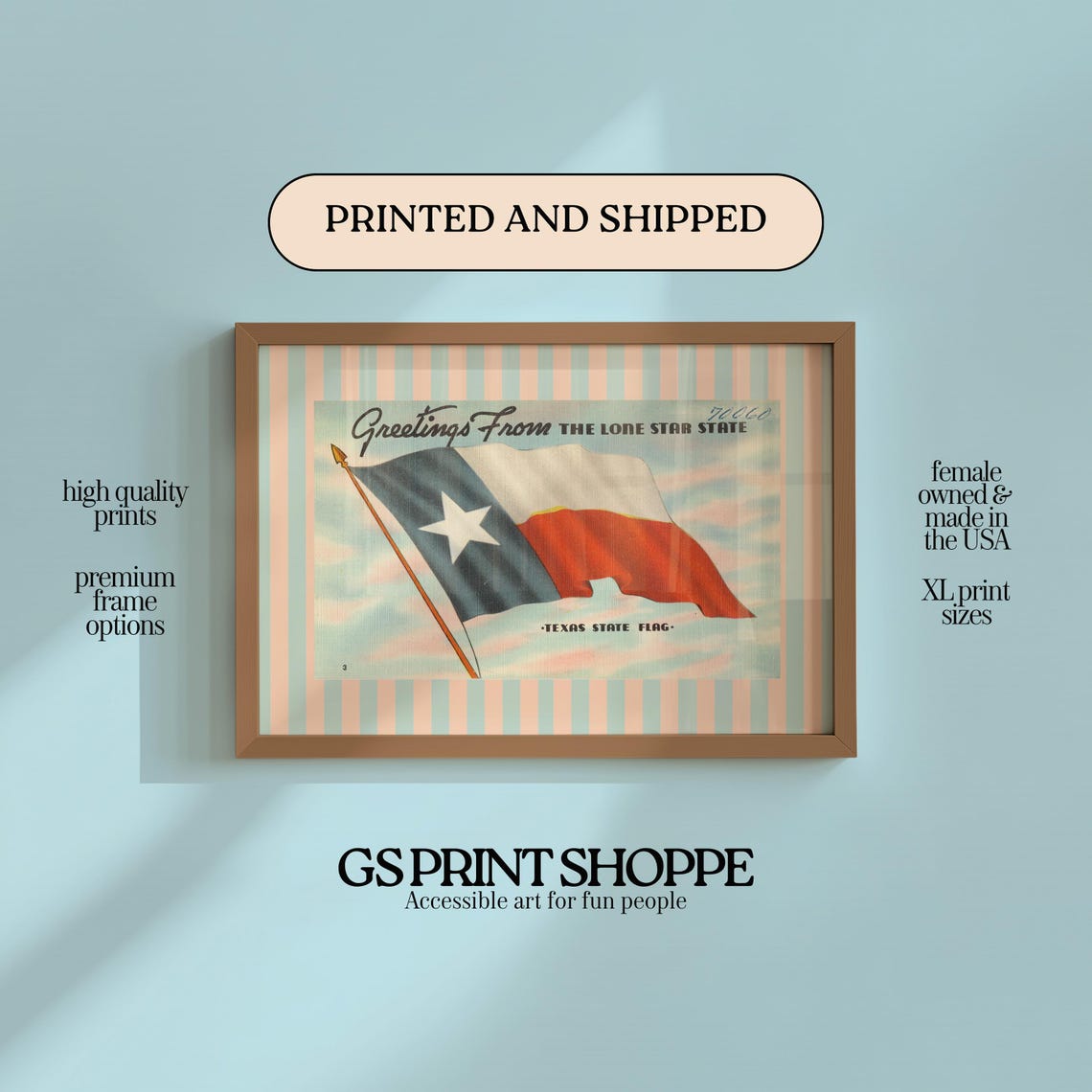 Greetings from the Lone Star State Texas Flag Postcard Print