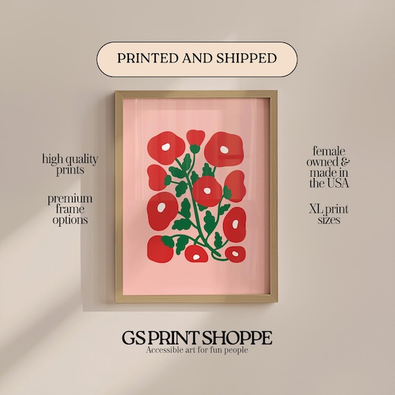 Abstract Poppies Vertical Red Art Print