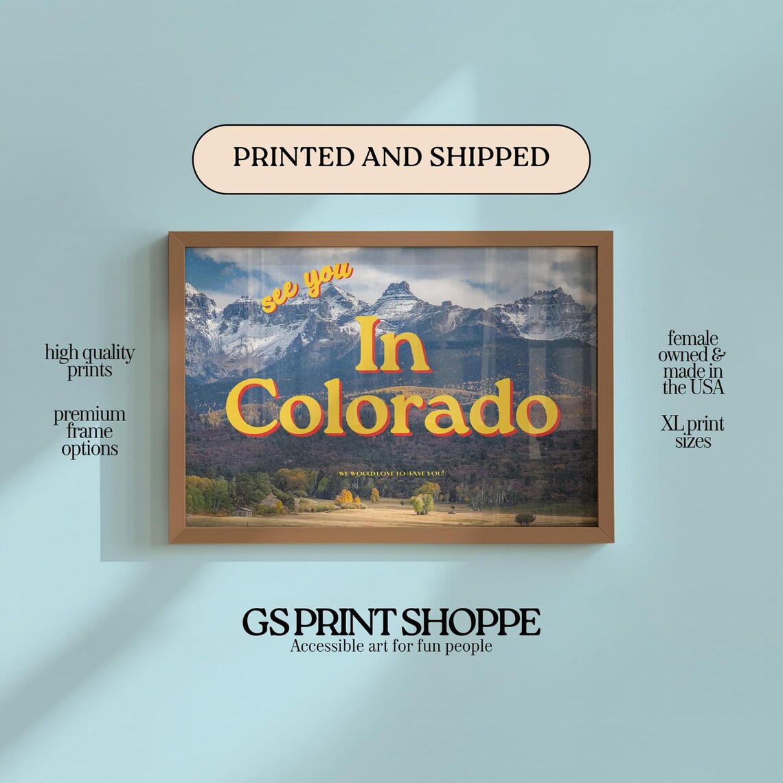 See You in Colorado Retro Snowy Mountain Peaks Travel Poster