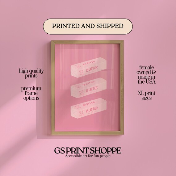 Three Pink Butter Sticks Stacked Watercolor Kitchen Art Poster