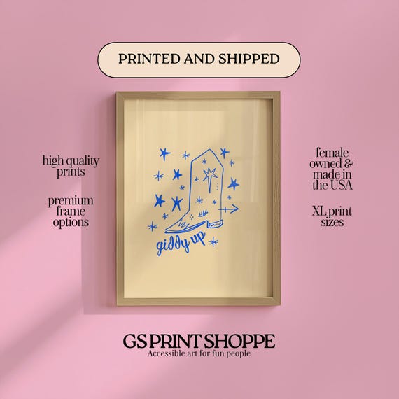 Giddy Up Vertical Beige Art Print