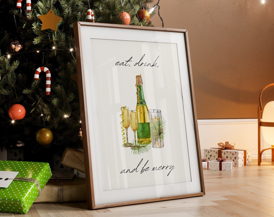 Eat Drink and Be Merry Champagne Candle Holiday Toast Wall Art - Image 5