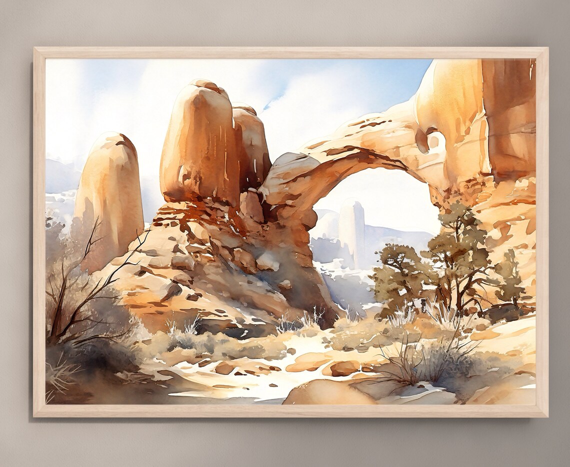 Arches National Park Watercolor Art Print, Travel Poster - Image 2