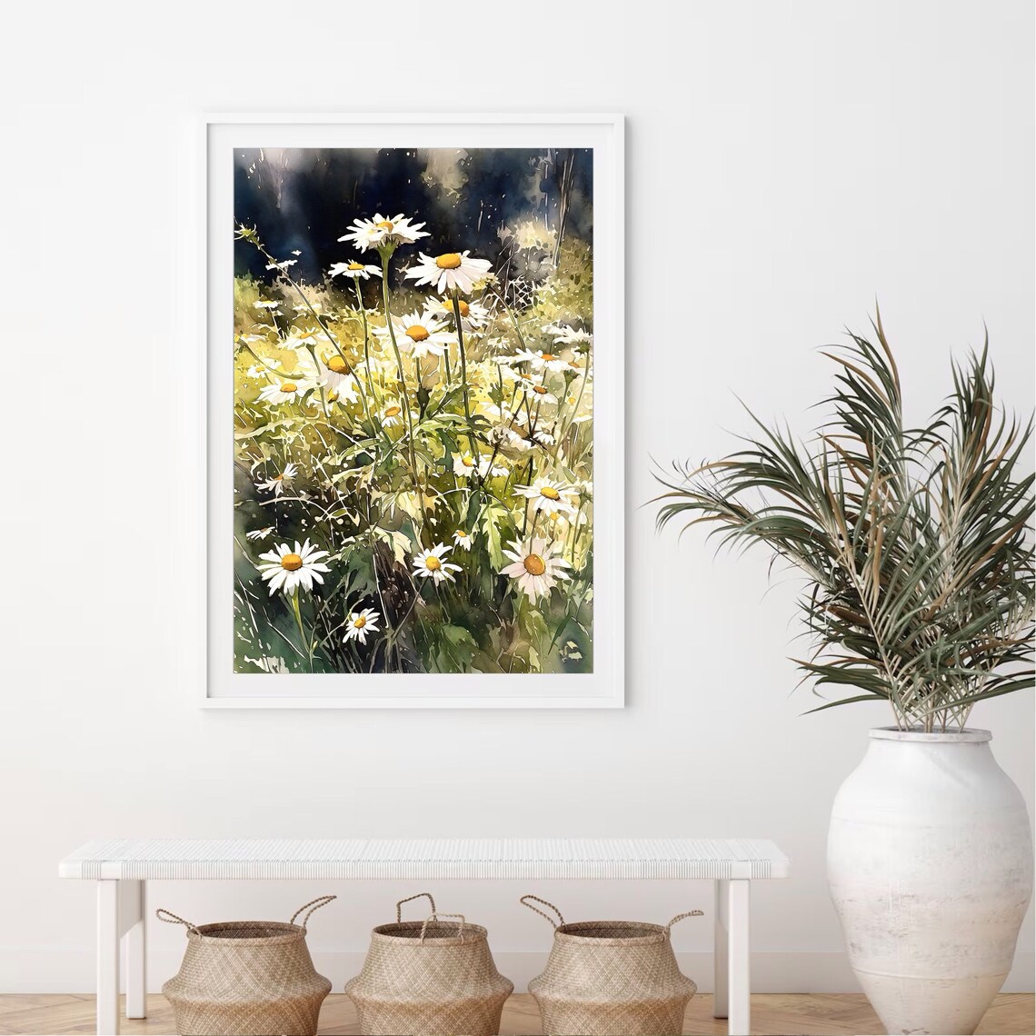 Forest Glade Watercolor Art Print, Sunlit Wildflowers - Image 3