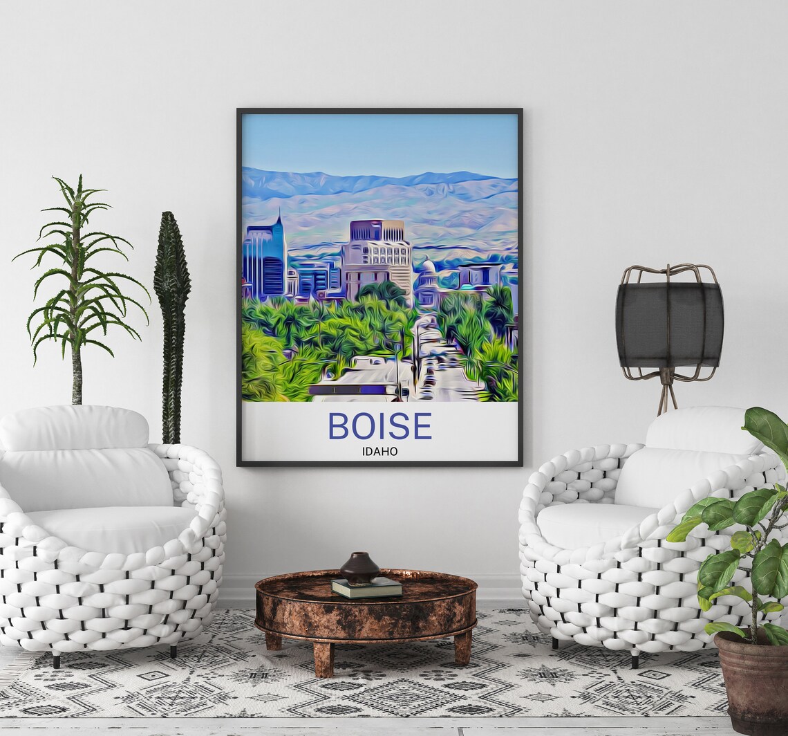 Boise Print Boise Wall Art Boise Poster Boise Art Print Boise Wall Decor Boise Travel Boise Artwork Boise Painting Boise Decor - Image 3