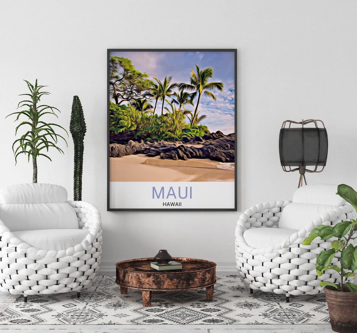 Maui Travel Print Maui Wall Art Maui Art Maui Artwork Maui Art Print Maui Gift Maui Poster Maui Travel Poster Print - Image 3