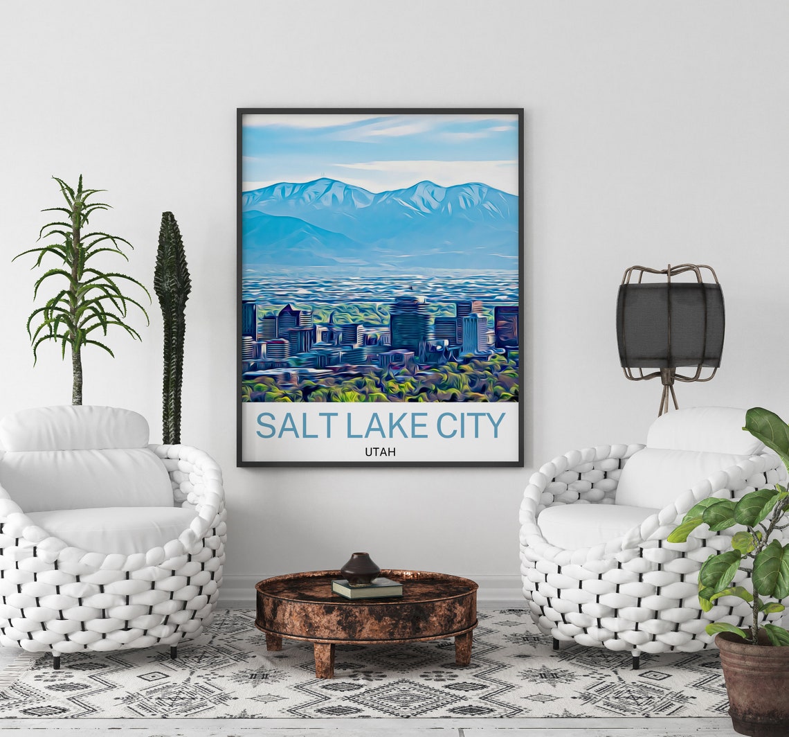 Salt Lake City Travel Print Salt Lake City Wall Art Salt Lake City Poster Salt Lake City Art Print Salt Lake City Wall Decor Utah - Image 2