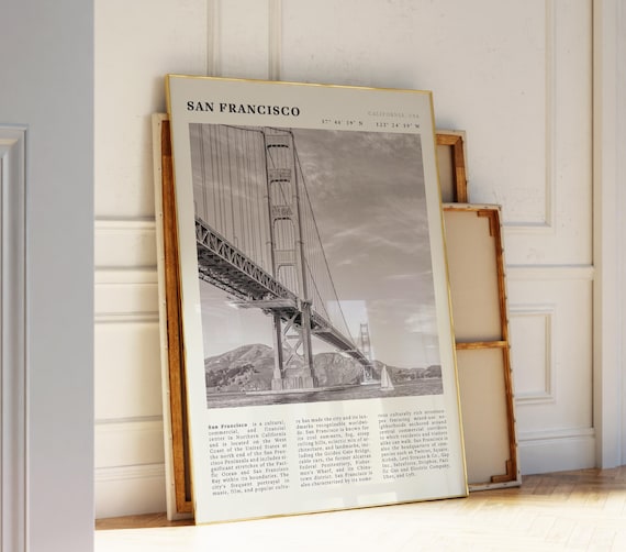 San Francisco Golden Gate Bridge Black And White Travel Poster