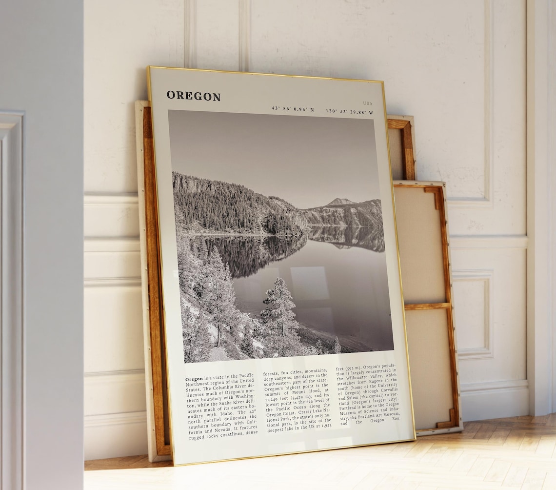 Oregon USA Vintage Lake Poster, Pacific Northwest