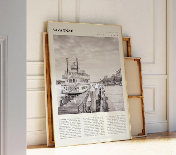 Savannah Georgia Vintage Riverboat Poster Print