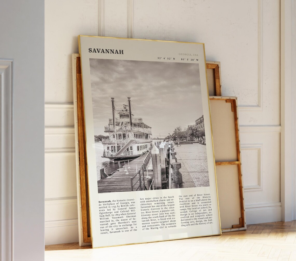 Savannah Georgia Vintage Riverboat Poster Print