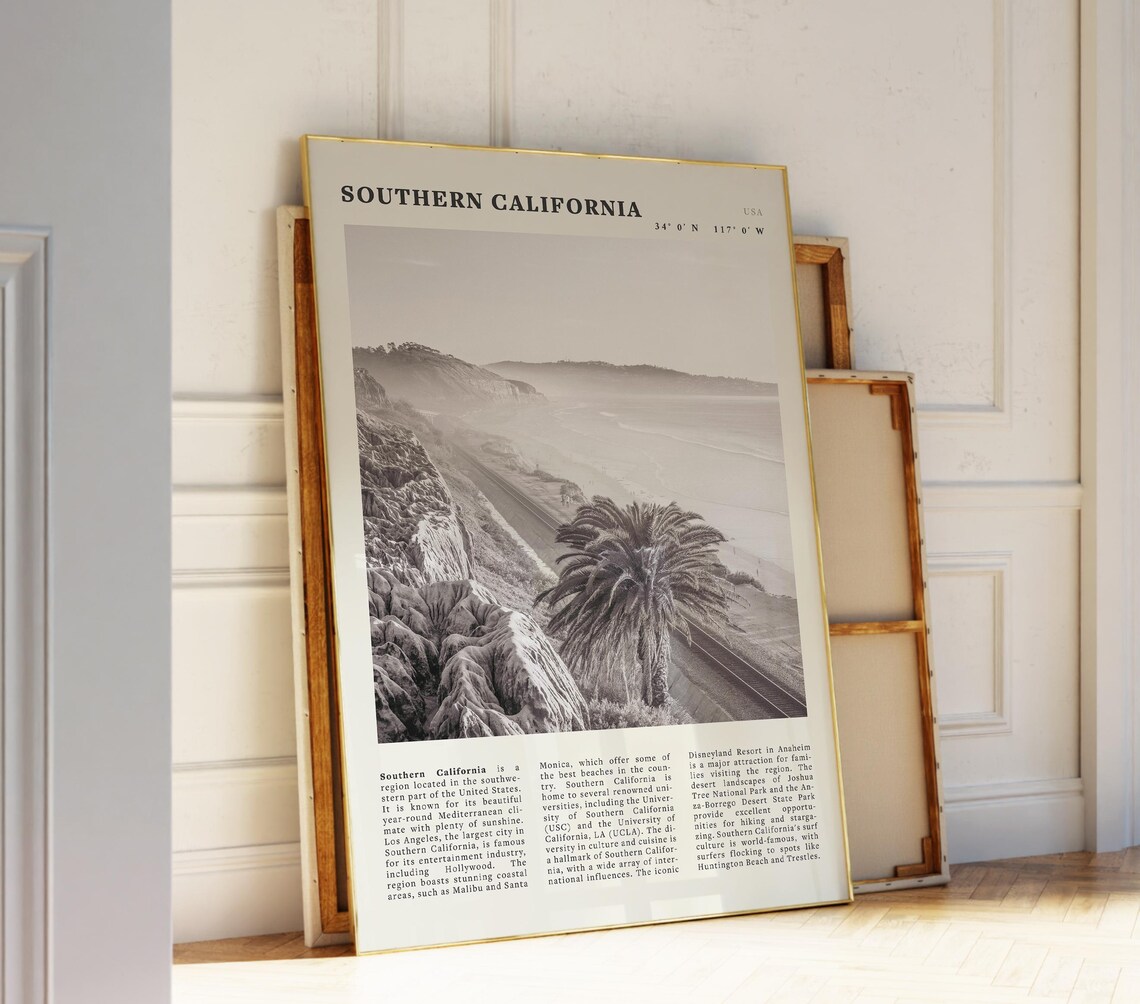 Southern Black White Vintage USA Travel Poster