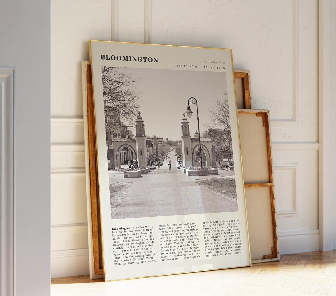 Bloomington Vintage Indiana College Town Poster Print