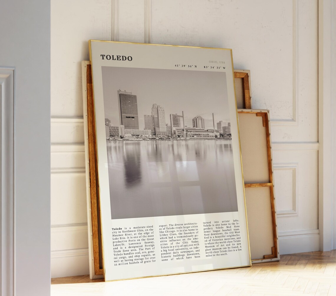 Toledo Vintage Ohio Travel Poster, City Skyline