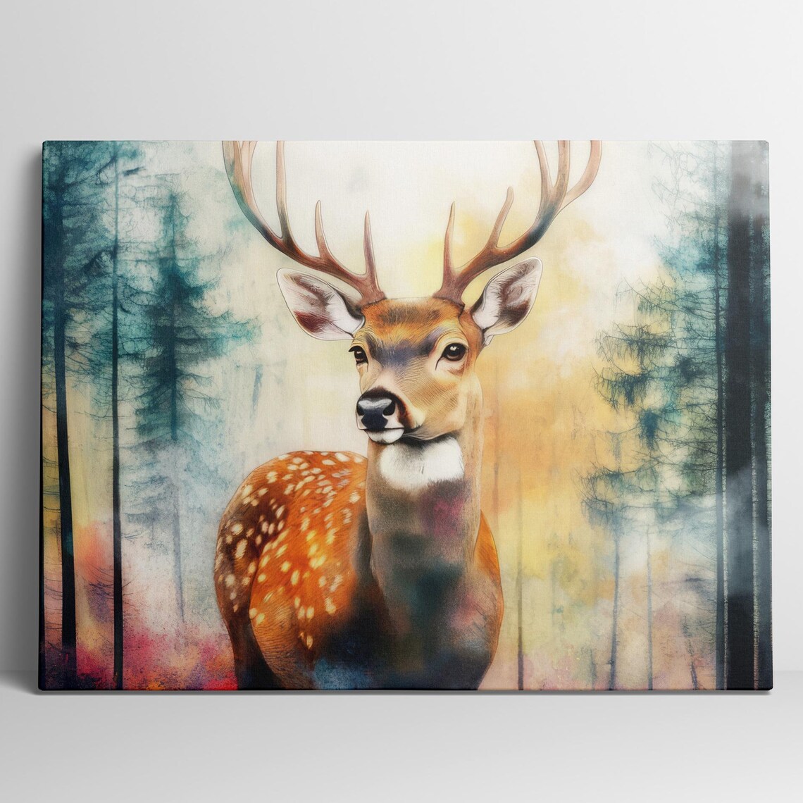Deer Large Horizontal Watercolor Poster, Forest Animal - Image 4