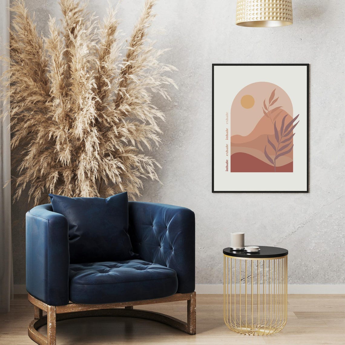 Inhale Exhale Boho Sun Arch Mindful Breathing Meditation Poster - Image 3