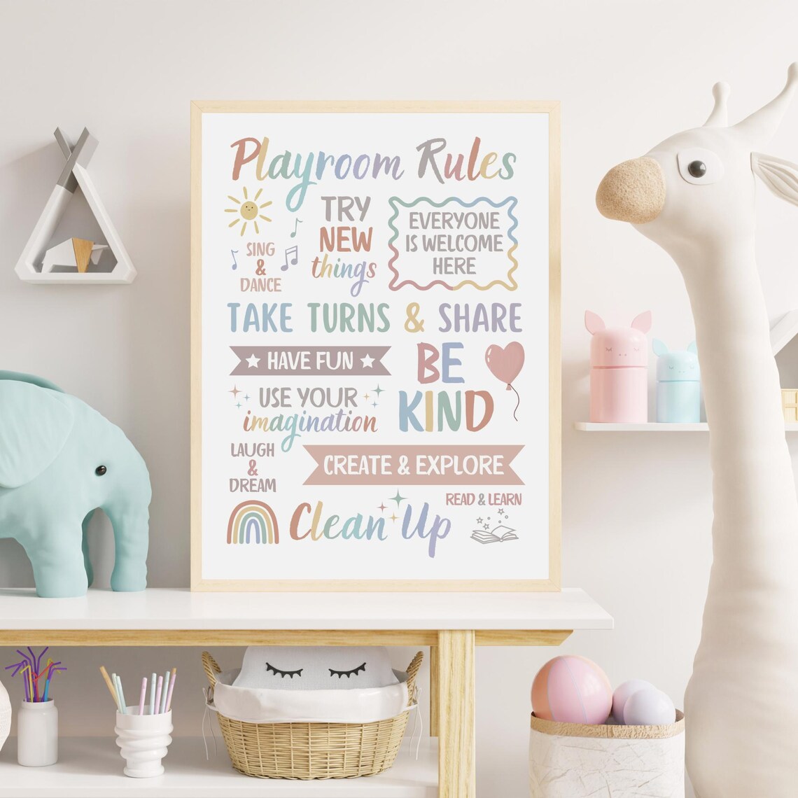 Playroom Rules Sign Print, Neutral Kids Room Decor - Image 6