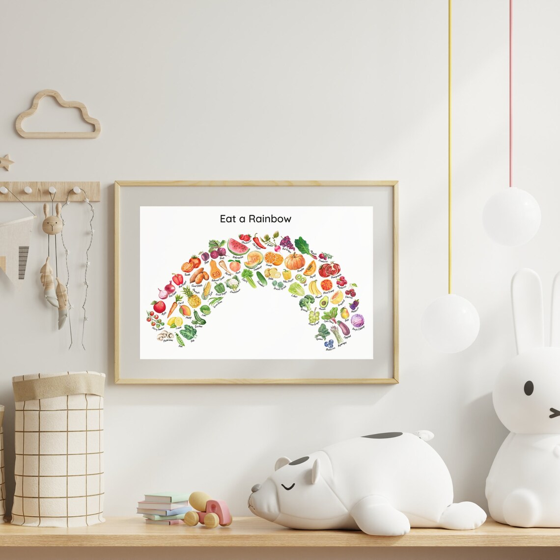 Eat A Rainbow Fruits Vegetables Poster, Kids Playroom - Image 4