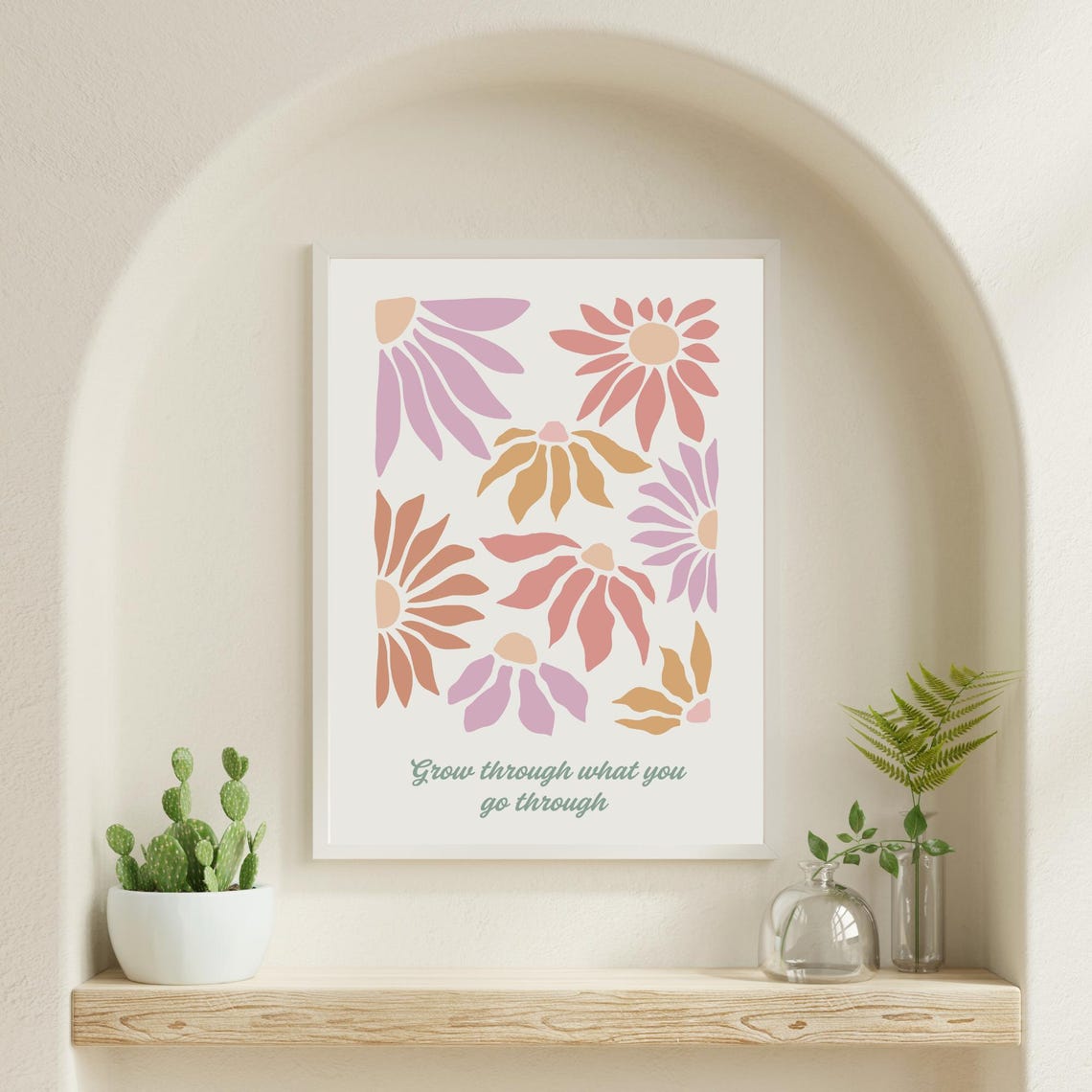 Grow Through What You Go Through Retro Daisy Flower Quote Poster - Image 5