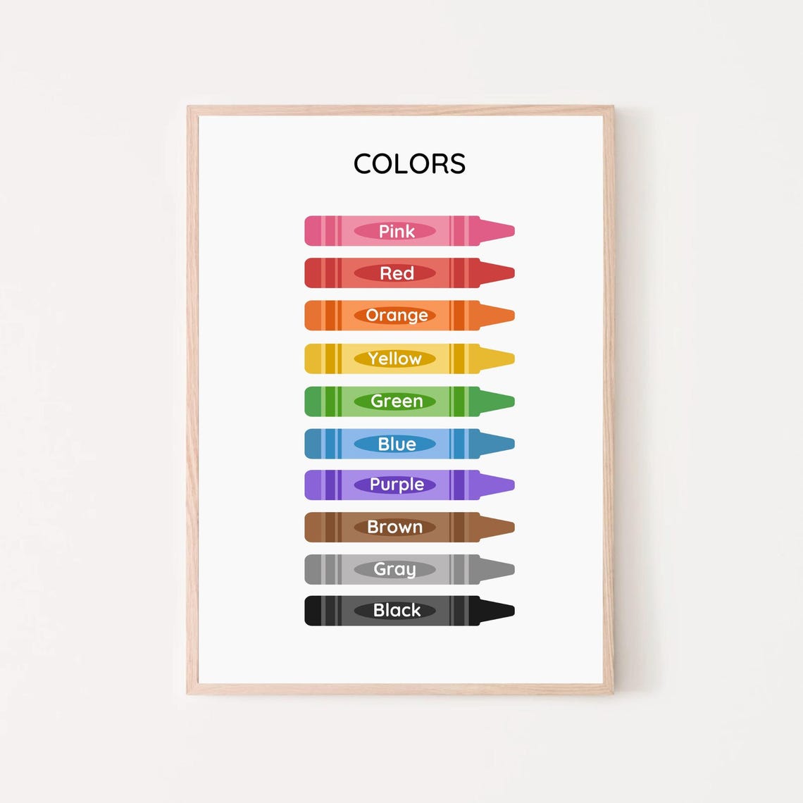 Colors Crayon Chart Rainbow Color Learning Kids Classroom Wall Poster