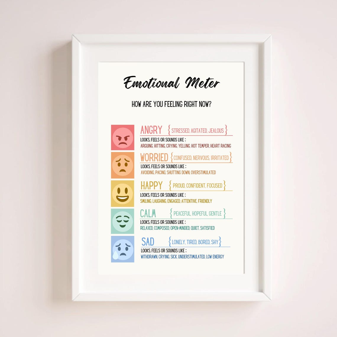 Emotional Meter Feelings Chart Poster for Calm Down Corner Kids Room - Image 4