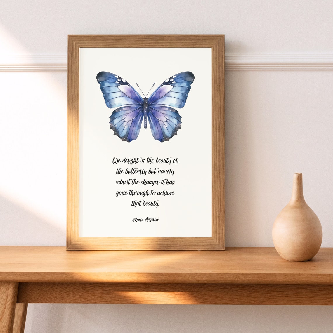 Maya Angelou Butterfly Beauty Quote Blue Watercolor Wings Poster - Image 2