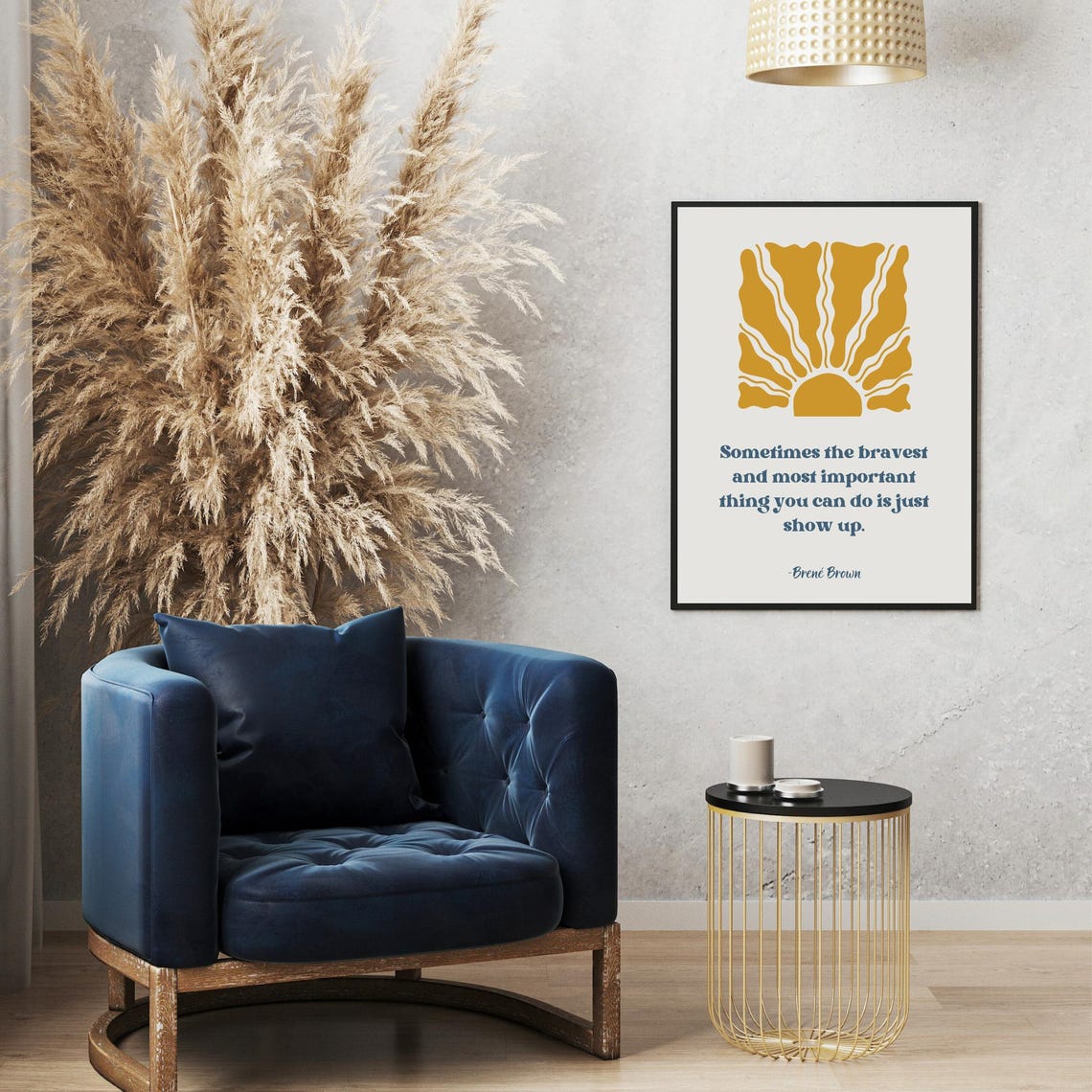Brene Brown Just Show Up Quote Sunrise Motivational Courage Poster - Image 2