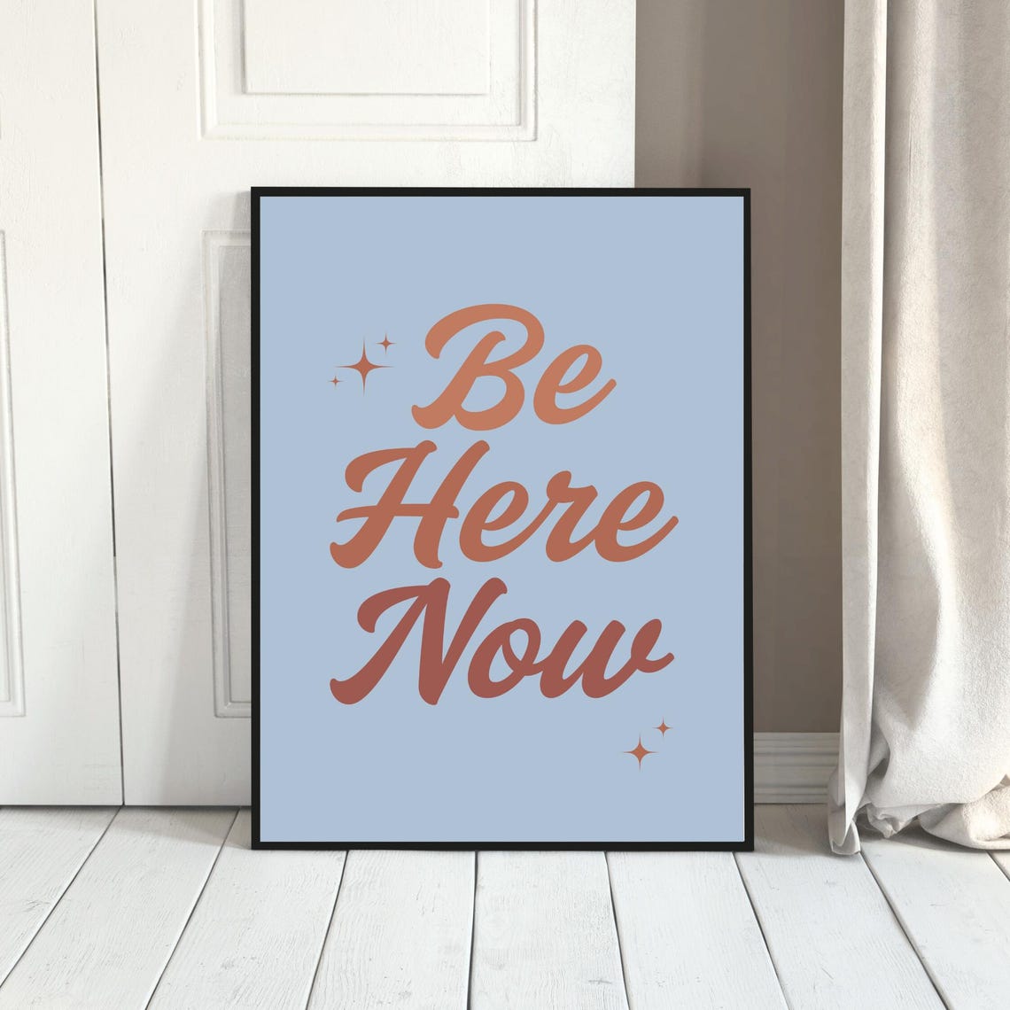 Be Here Now Quote Retro Terracotta Script Mindfulness Wall Art - Image 3