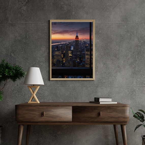 New York City Skyline At Sunset Empire State Building
