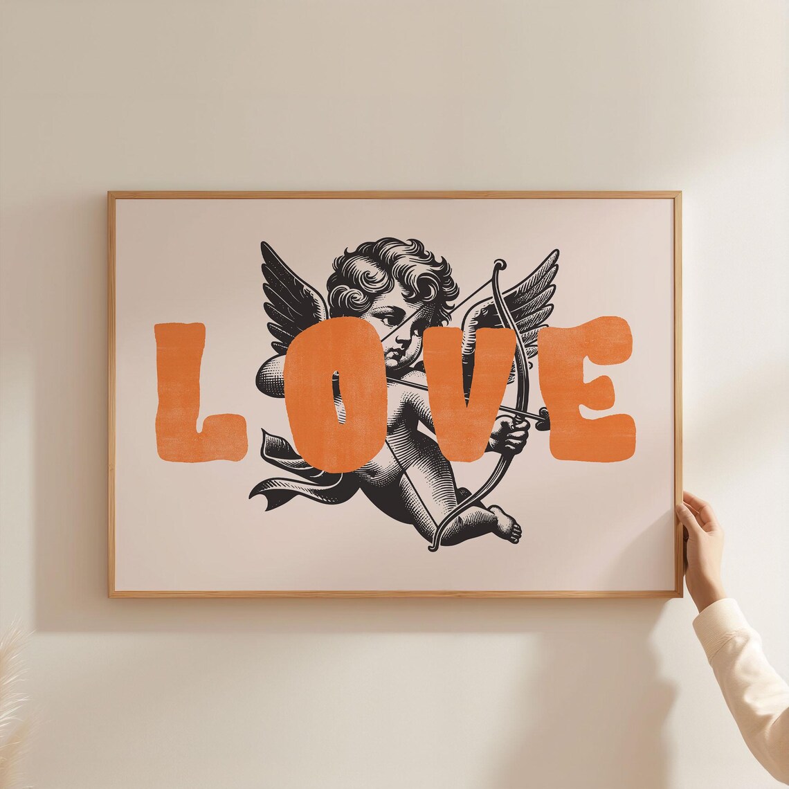 Cupid Love Typography Vintage Retro Valentine Art Print