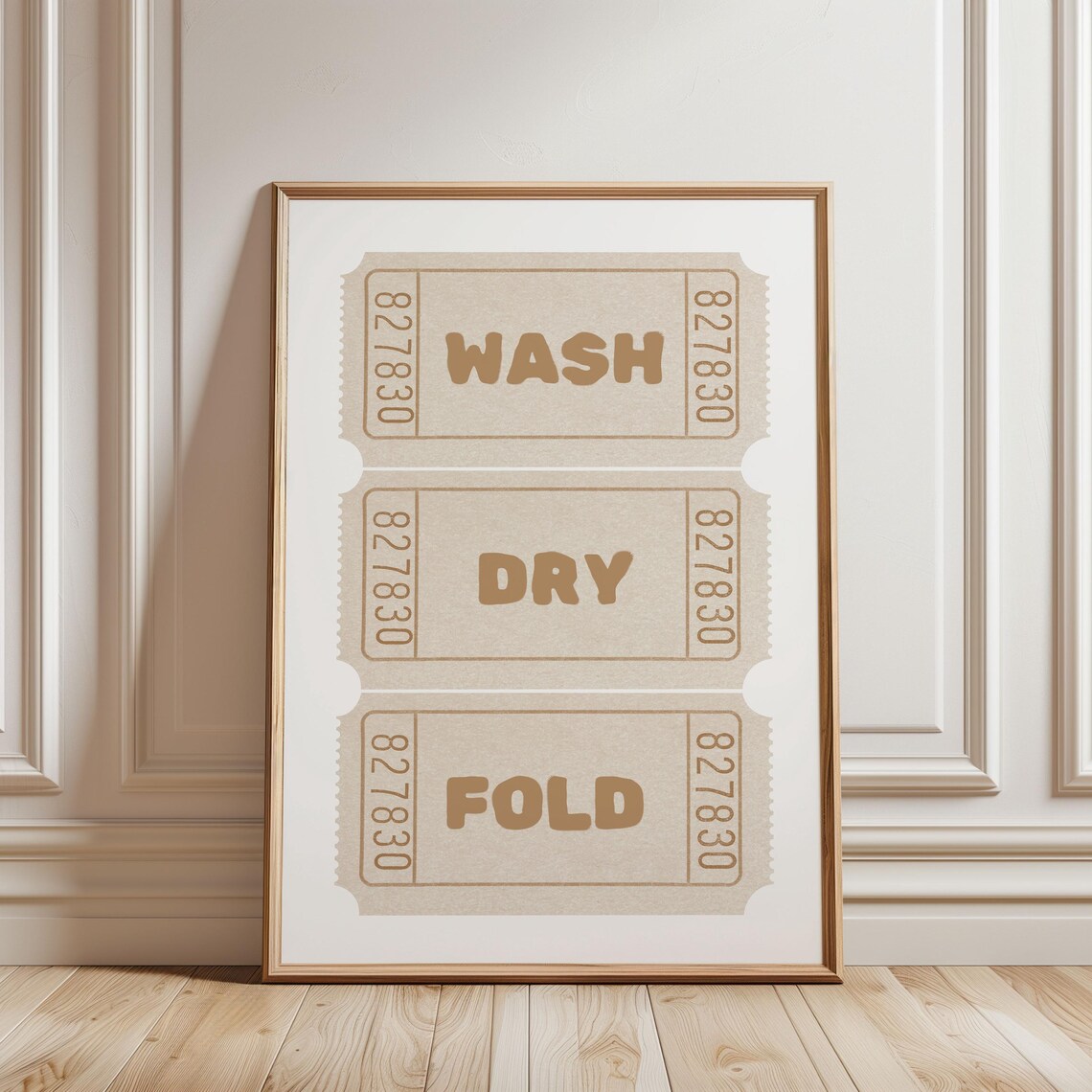 Laundry Wash Dry Fold Ticket Art Print, Preppy Decor