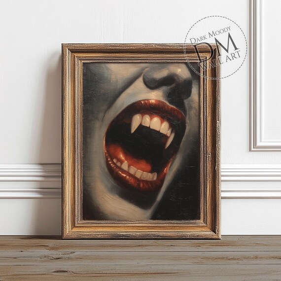 Vampire Fangs Wall Art Gothic Horror Halloween Dark Print