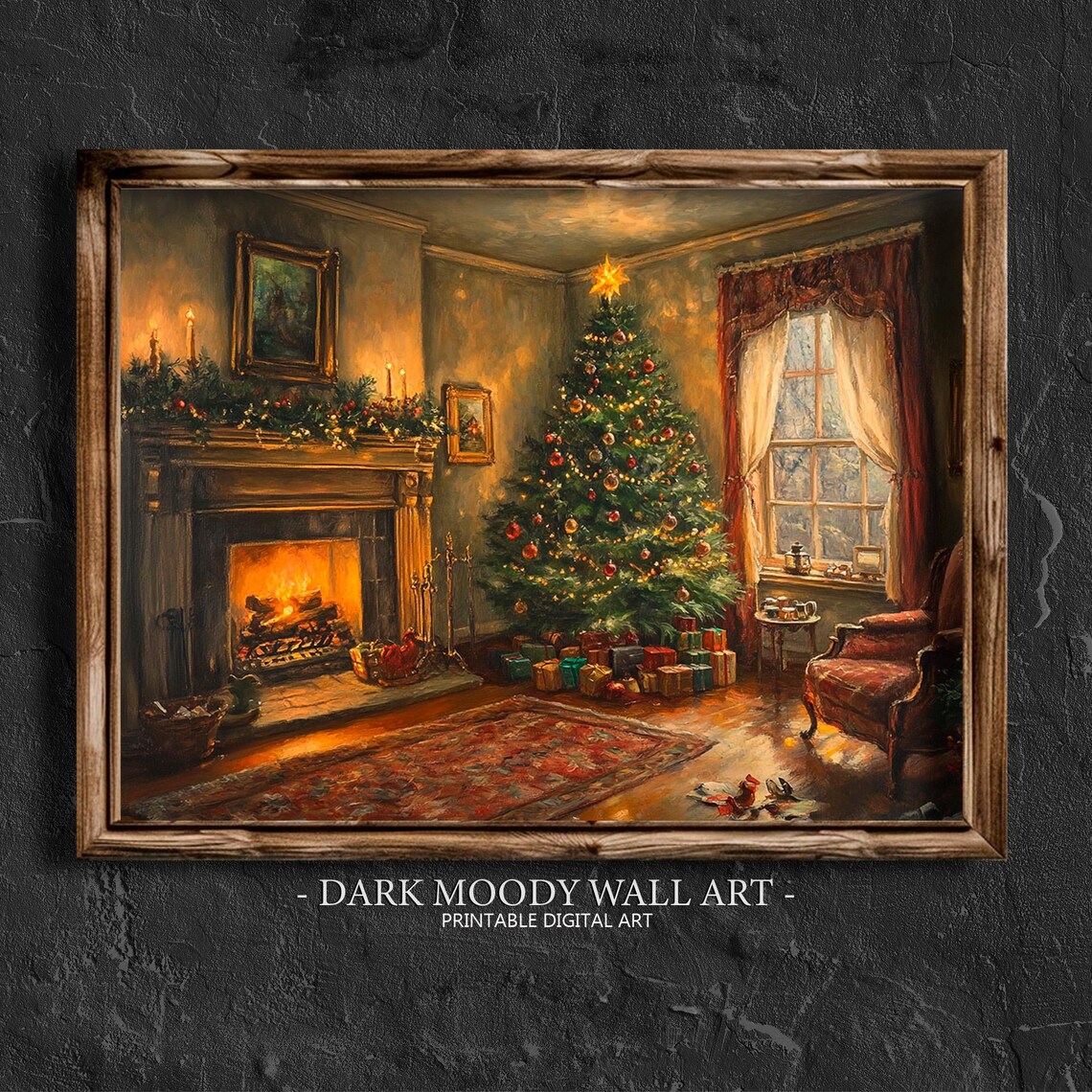 Victorian Christmas Tree Art for Dark Academia Decor