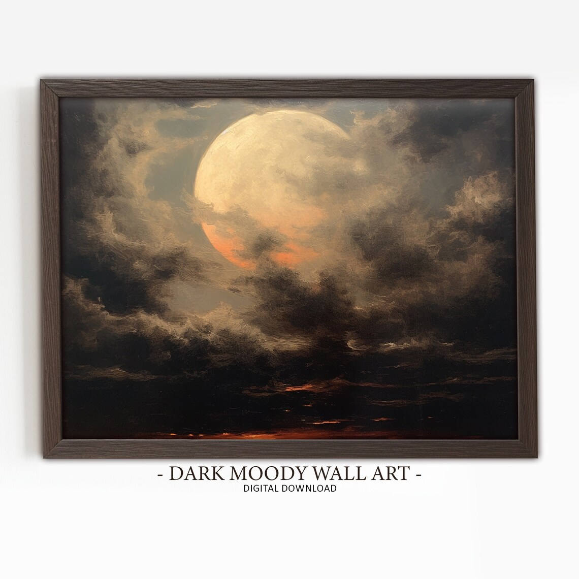 Full Moon, Moody Halloween Decor Art Print