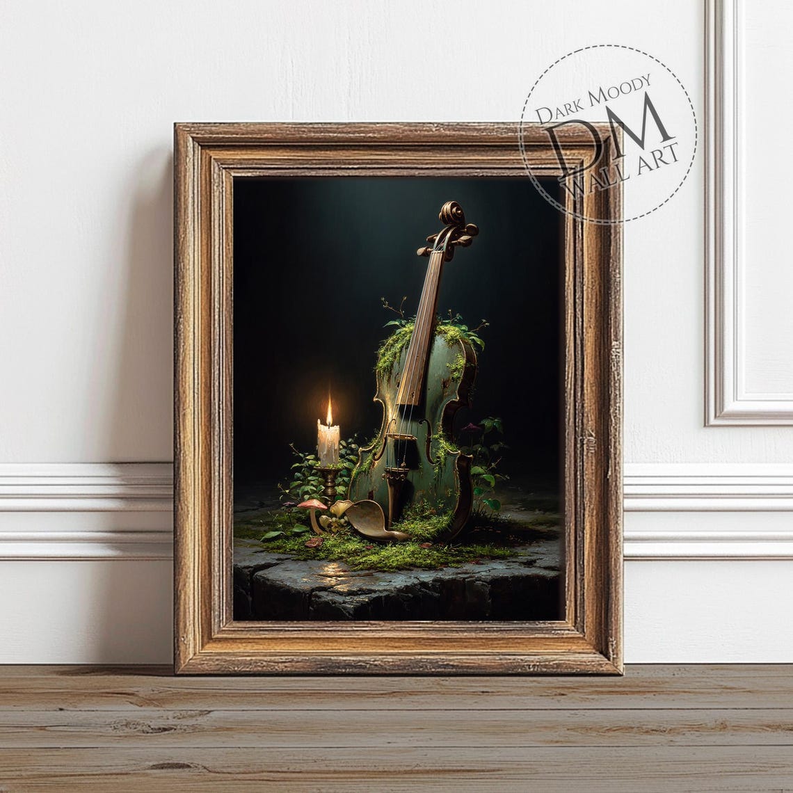 Dark Academia Violin Wall Art Gothic Candle Still Life Print