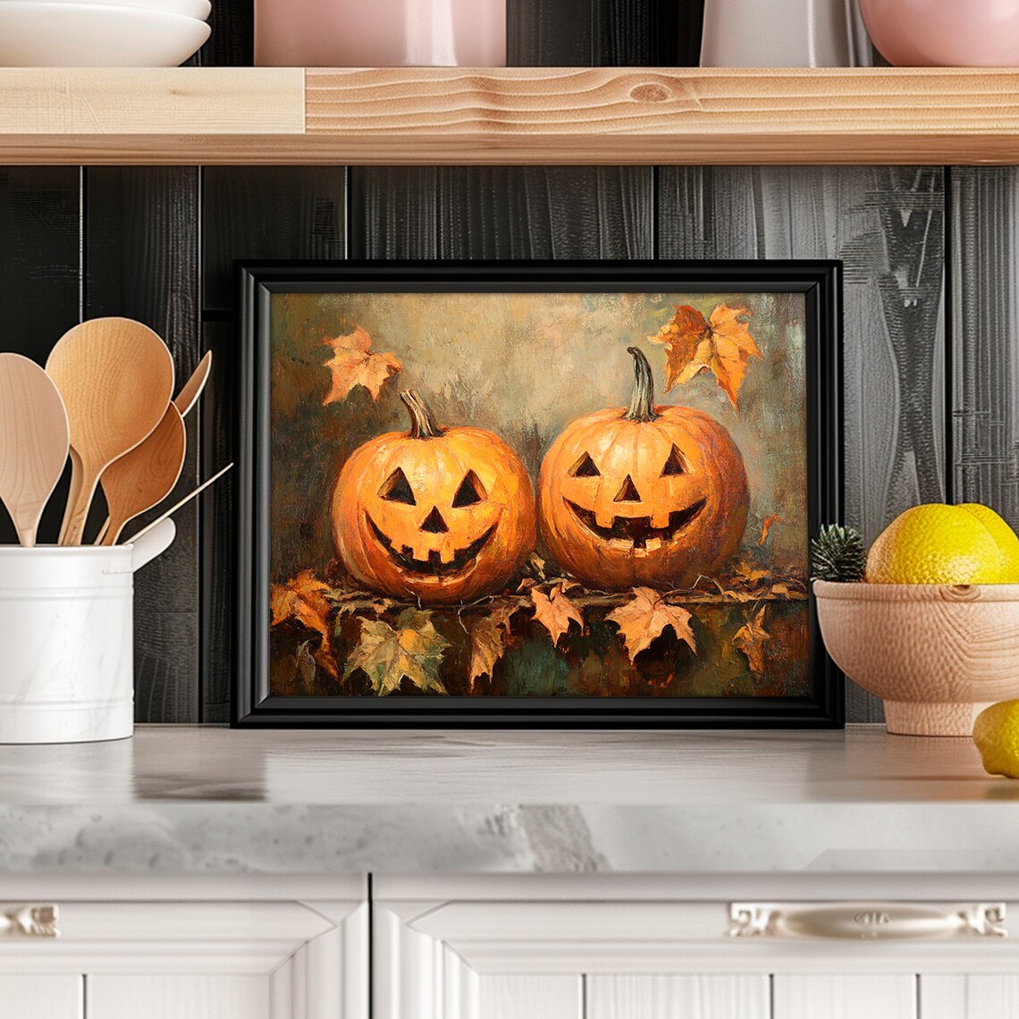 Pumpkin Painting Vintage Halloween Art Print, Cottagecore - Image 5