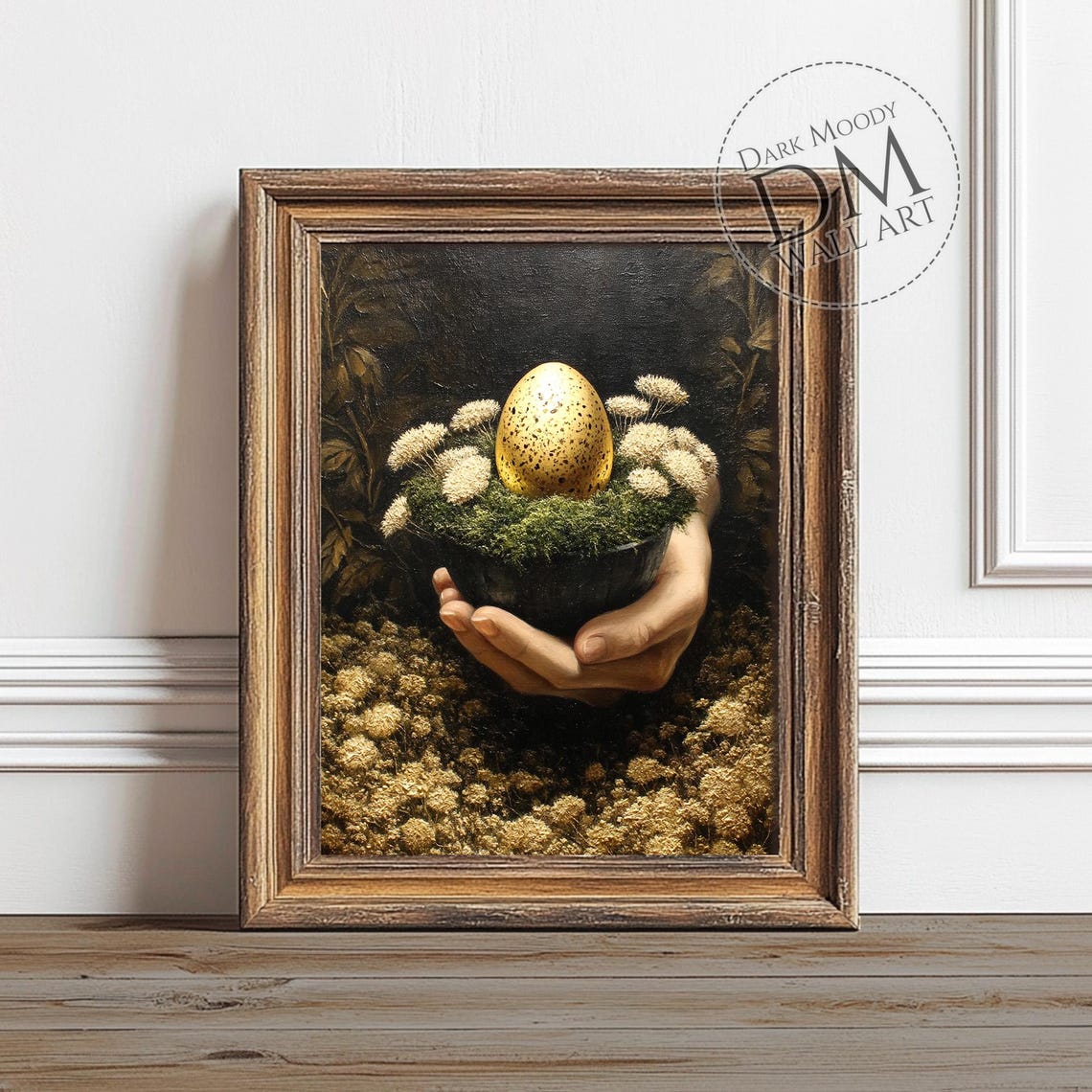 Golden Egg Wall Art Gothic Dark Academia Print With Hands Flowers