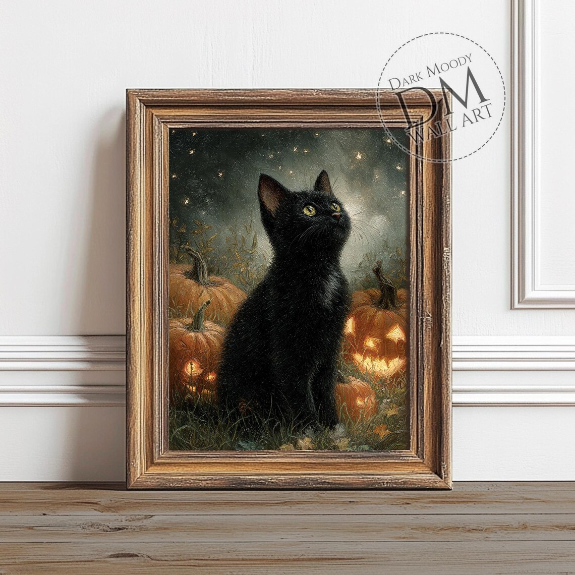 Jack Olantern And Black Cat Gothic Halloween Art Print