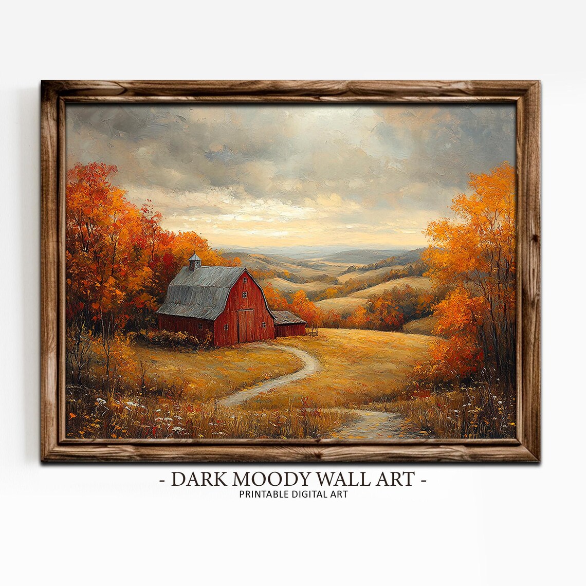 Red Barn Fall Farm Landscape, Rustic Wall Art Print - Image 2