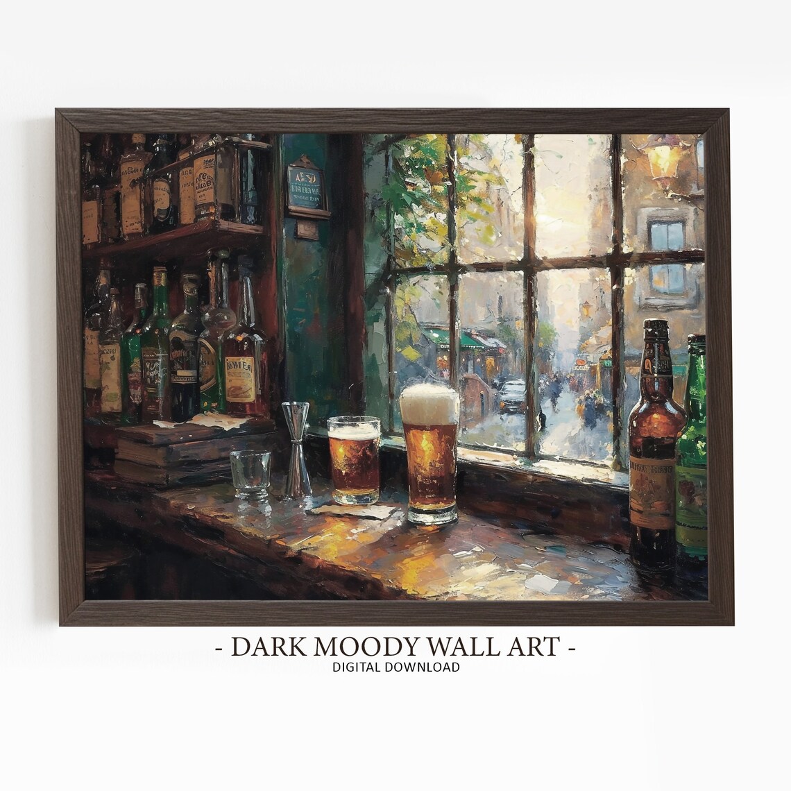 Alcohol Beer and Whiskey Painting Print, Irish Pub Art