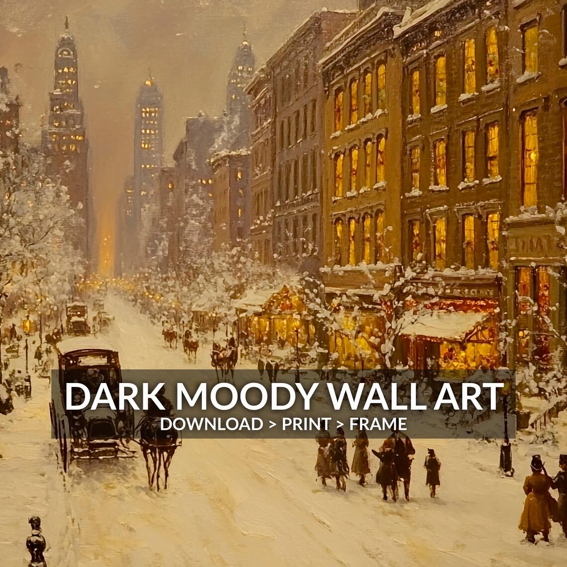 Victorian New York Snowy Avenue Horse Carriage Winter Poster - Image 6