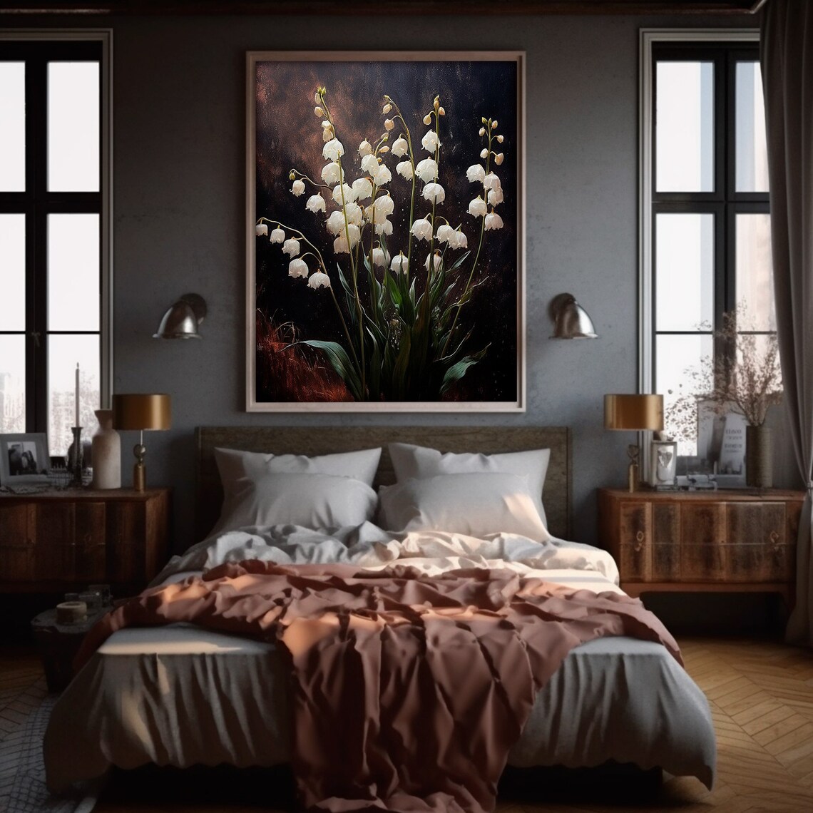 Lilies Of The Valley Dark Moody Floral Art Print - Image 4