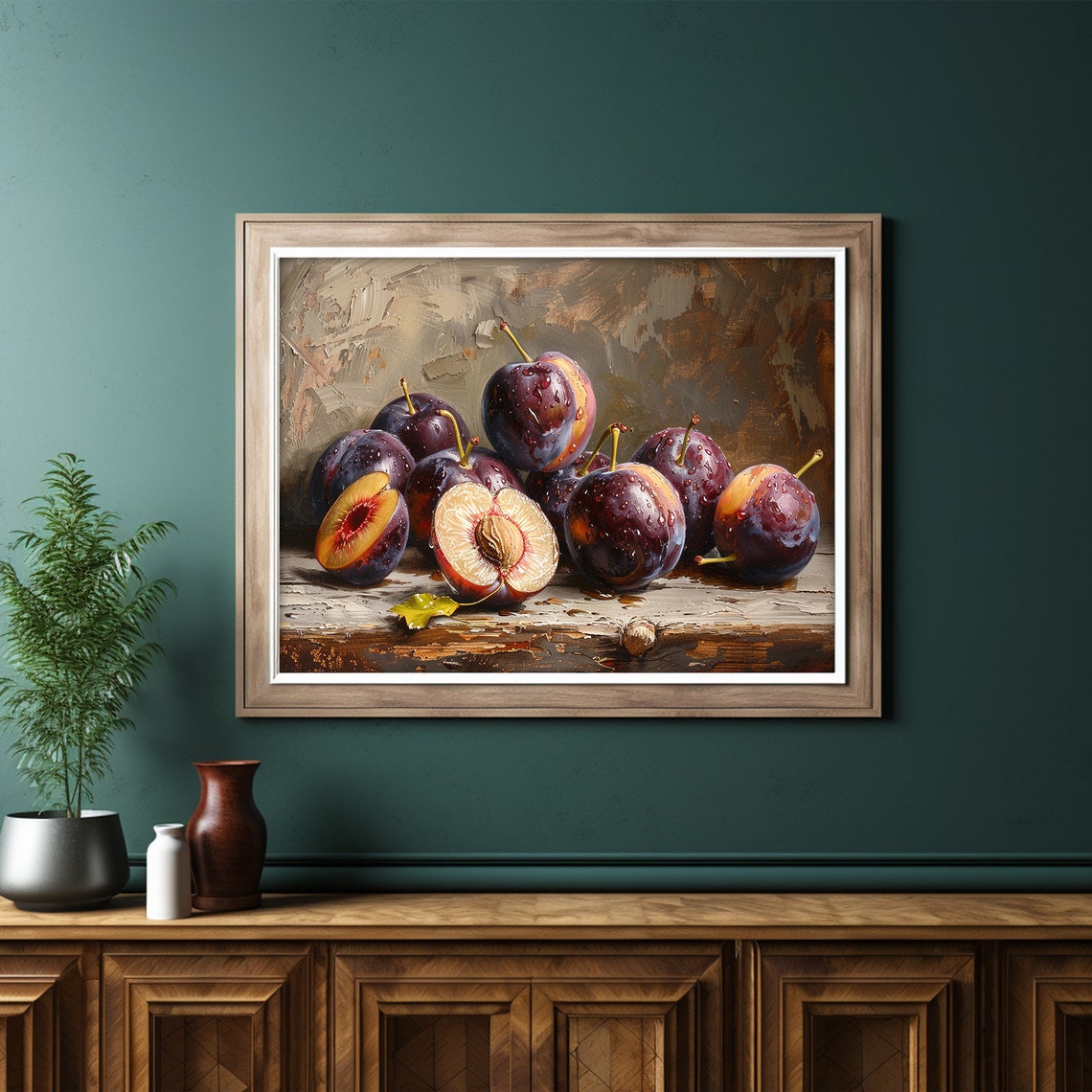 Plum Painting Dark Moody Art Kitchen Still Life Print Wall Art - Image 6