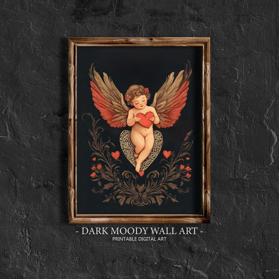 Cupid With Heart Romantic Wall Art Print
