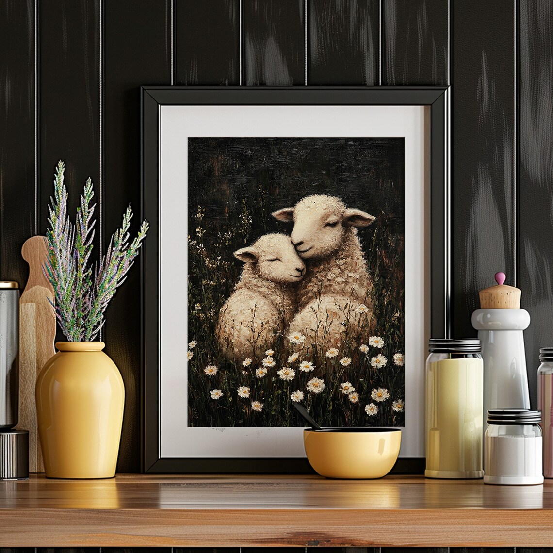 Sheep Painting Dark Moody Cottagecore Farmhouse Art Print - Image 3